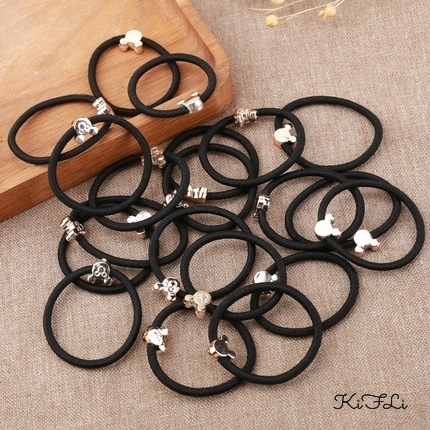 Dây buộc tóc cao su co giãn mặt dây nhiều kiểu dáng màu vàng thời trang cho nữ