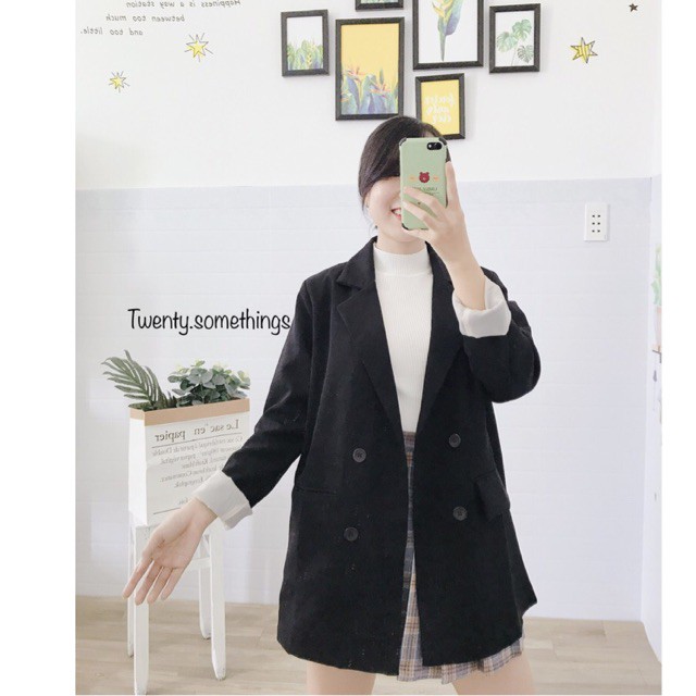 ÁO BLAZER ĐEN 2 LỚP ULZZANG HÀN QUỐC (ảnh thật/sẵn/có video)
