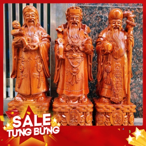Bộ tượng tam đa phúc lộc thọ gỗ hương cao 40 cm