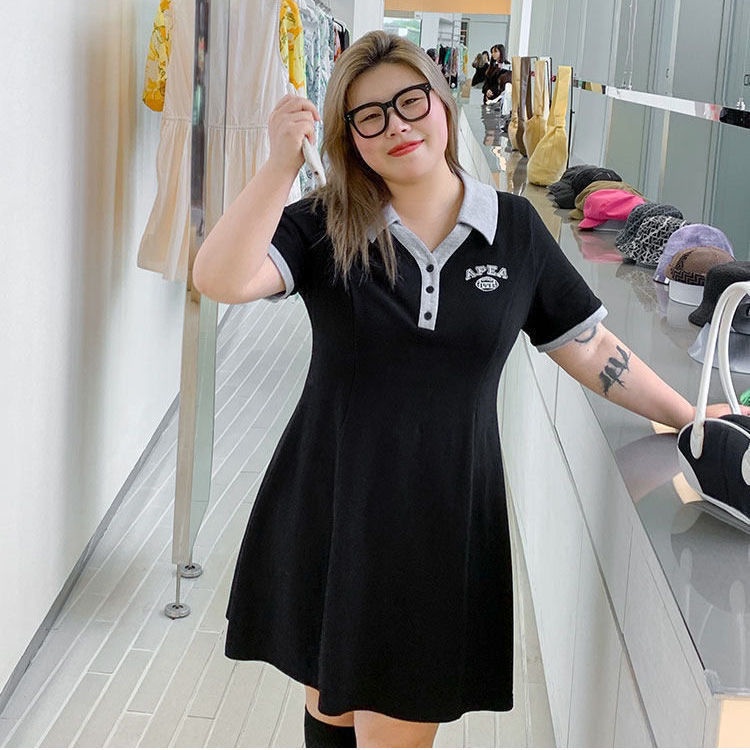 Đầm Chữ A Cổ polo Tay Ngắn Dáng Ôm Thời Trang Cho Nữ 150KG