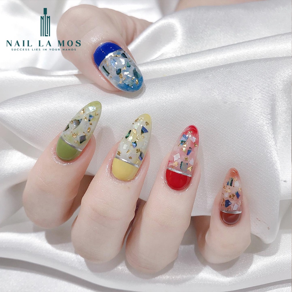 Set 12 loại đá xà cừ sỏi - xà cừ trang trí móng tay đắp gel ẩn theo phong cách Hàn Nhật