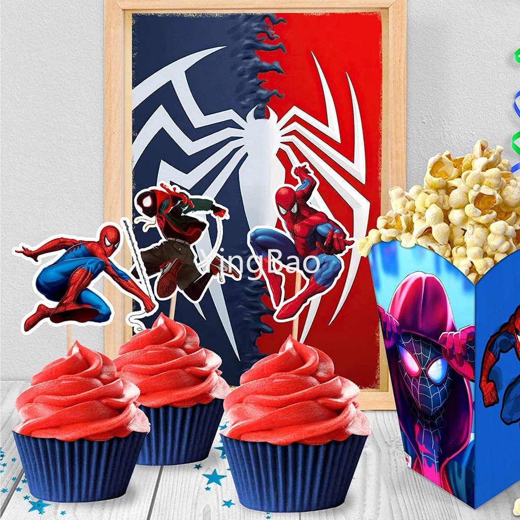 1 Bộ Phụ Kiện Trang Trí Bánh Kem Hình Người Nhện