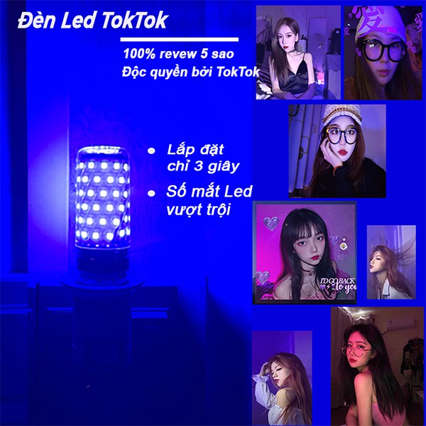 Đèn Led màu quay tiktok decor trang tri nhà cửa-Đèn led tiktok triệu view màu hồng tím tặng kèm đui cắm e27 có videoclip