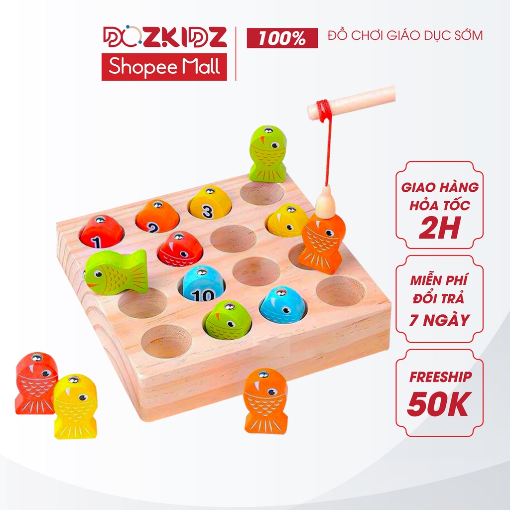 Đồ chơi câu cá bằng gỗ học số đếm và màu sắc cho bé từ 2-5 tuổi - DOZKIDZ