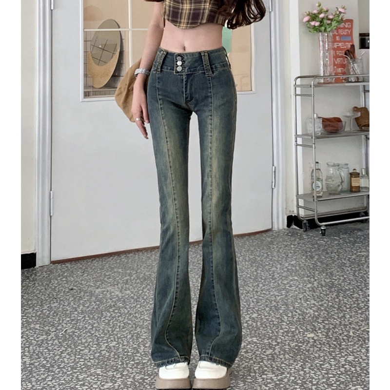 Quần Jeans Lưng Cao Thiết Kế Hợp Thời Trang Cho Nữ