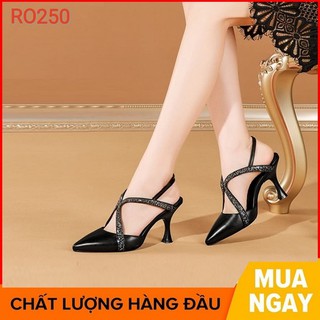 Giày cao gót nữ đẹp bít mũi 6 phân màu đen hàng hiệu rosata ro250