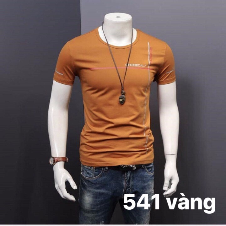 Áo thun nam hàn quốc body, cổ tròn tay ngắn, form chuẩn, 40-80kg màu vàng