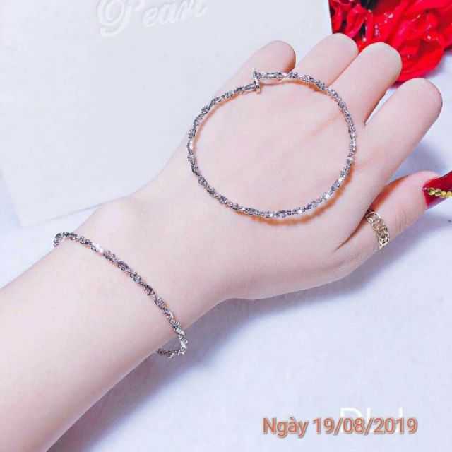 Kiềng tay bạc ý xi vàng