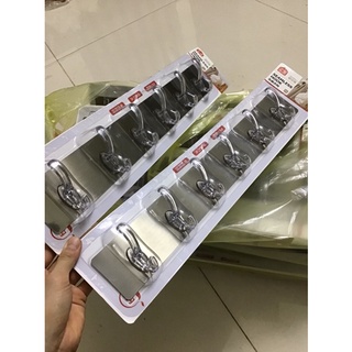 Móc thanh dán tường trong suốt loại 6 móc dày to