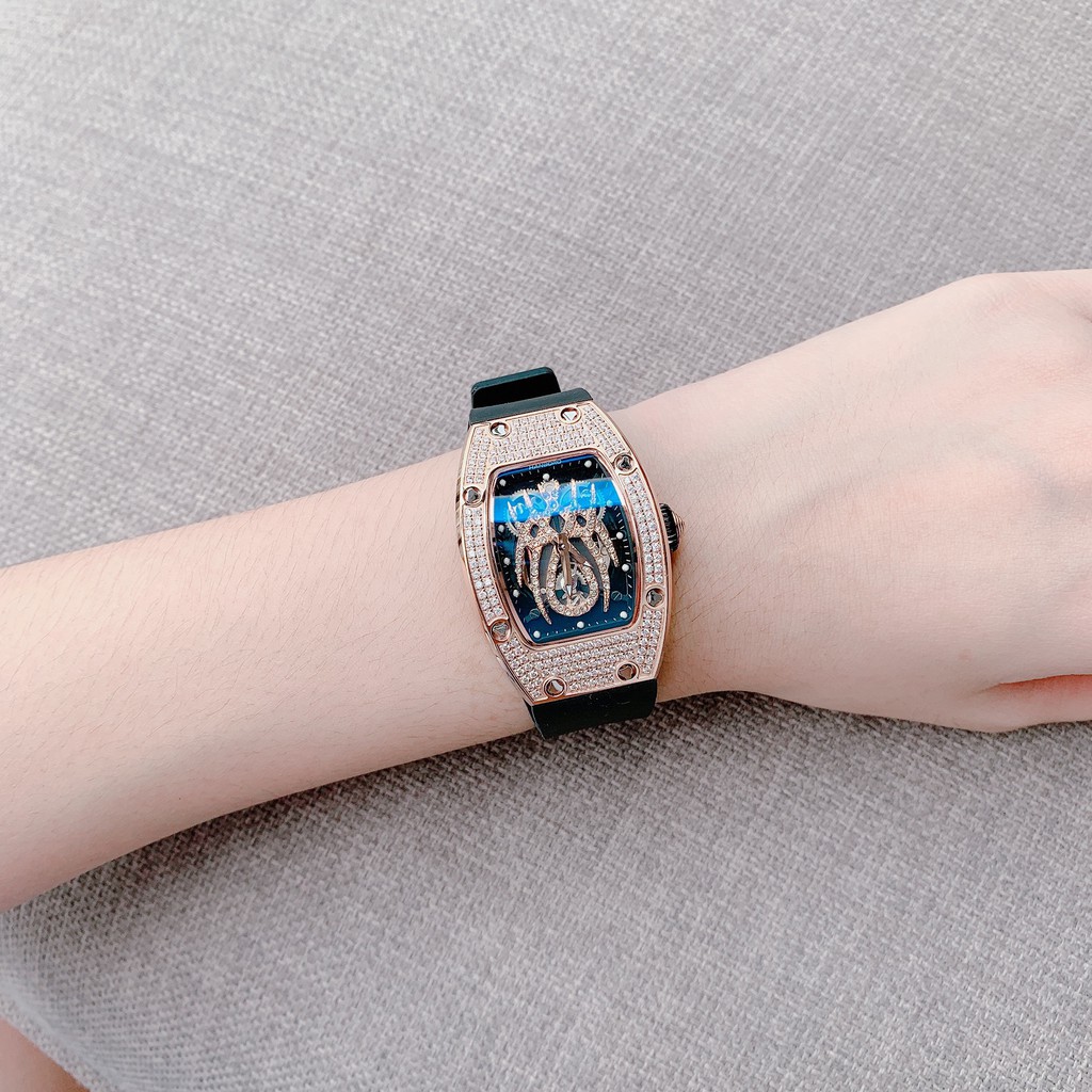 Đồng hồ nữ chính hãng Hanboro- Máy Quartz pin - Kính khoáng - Dây cao su