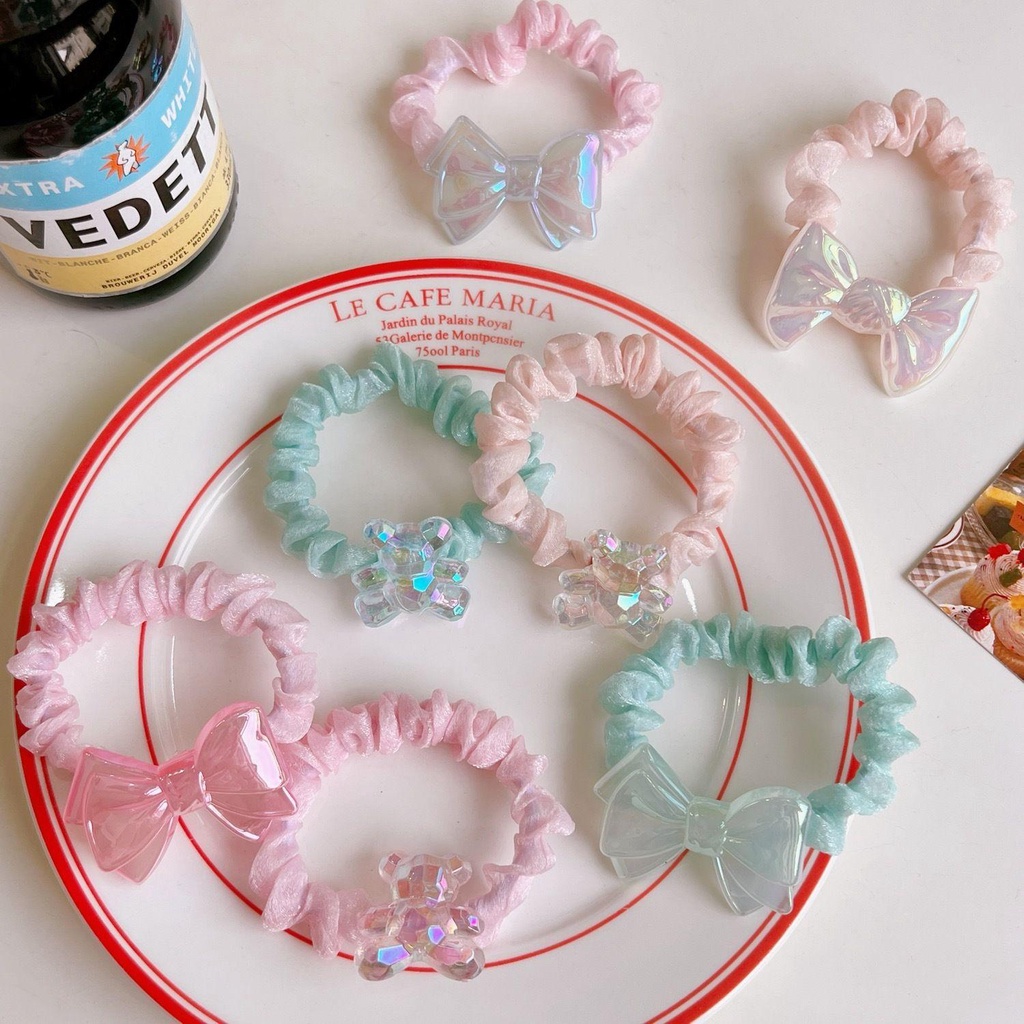 Dây Cột Tóc Đuôi Ngựa Hình Gấu Kiểu Vintage Hàn Quốc Ngọt Ngào VANES1 Giá Đỡ