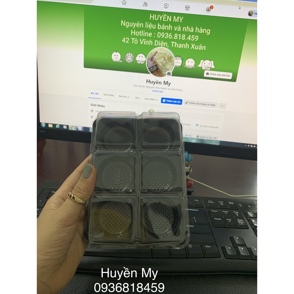 Hộp bánh trung thu 6 ngăn đế đen FG335 set 10c