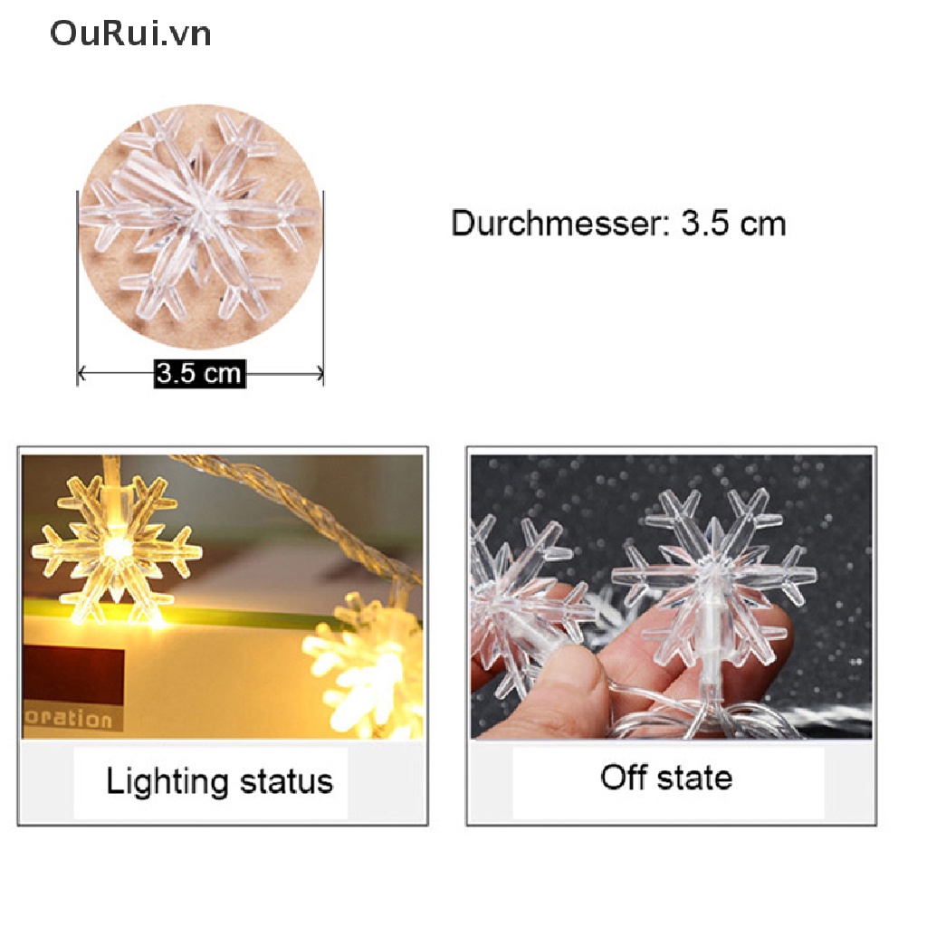 Dây Đèn Led 20 Bóng Hình Bông Tuyết Trang Trí Cây Thông Giáng Sinh Năm Mới