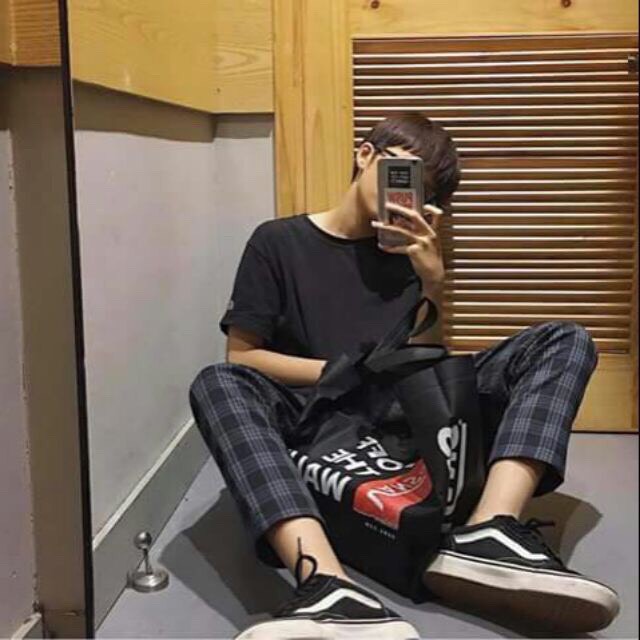 Quần jogger Caro xanh vải thun sọc kẻ ô Nam Nữ unisex - quần dài ống suông trẻ trung, cá tính