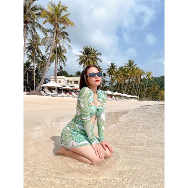 BIKINI Váy dài tay loang xanh sexy hot trend