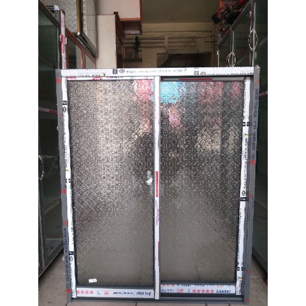 Cửa sổ mở lùa 2 cánh nhôm đài loan màu xám ghi mới 100%