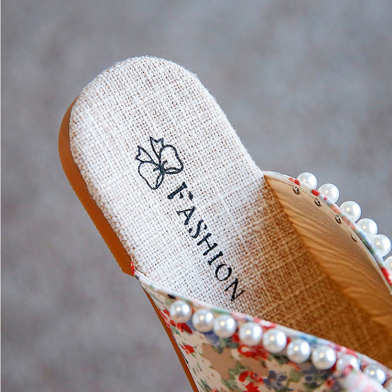 Dép xỏ ngón đính nơ và ngọc trai dễ thương cho bé gái 3-18 tuổi