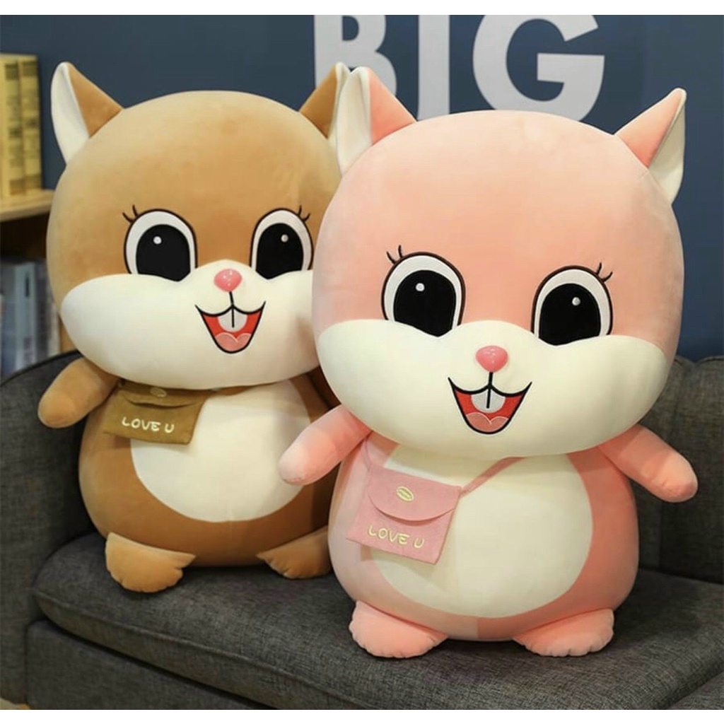 Gấu bông sóc đeo túi chéo dễ thương, Gấu bông to khổng lồ hình con sóc cute 90cm - Quà tặng bạn gái ý nghĩa