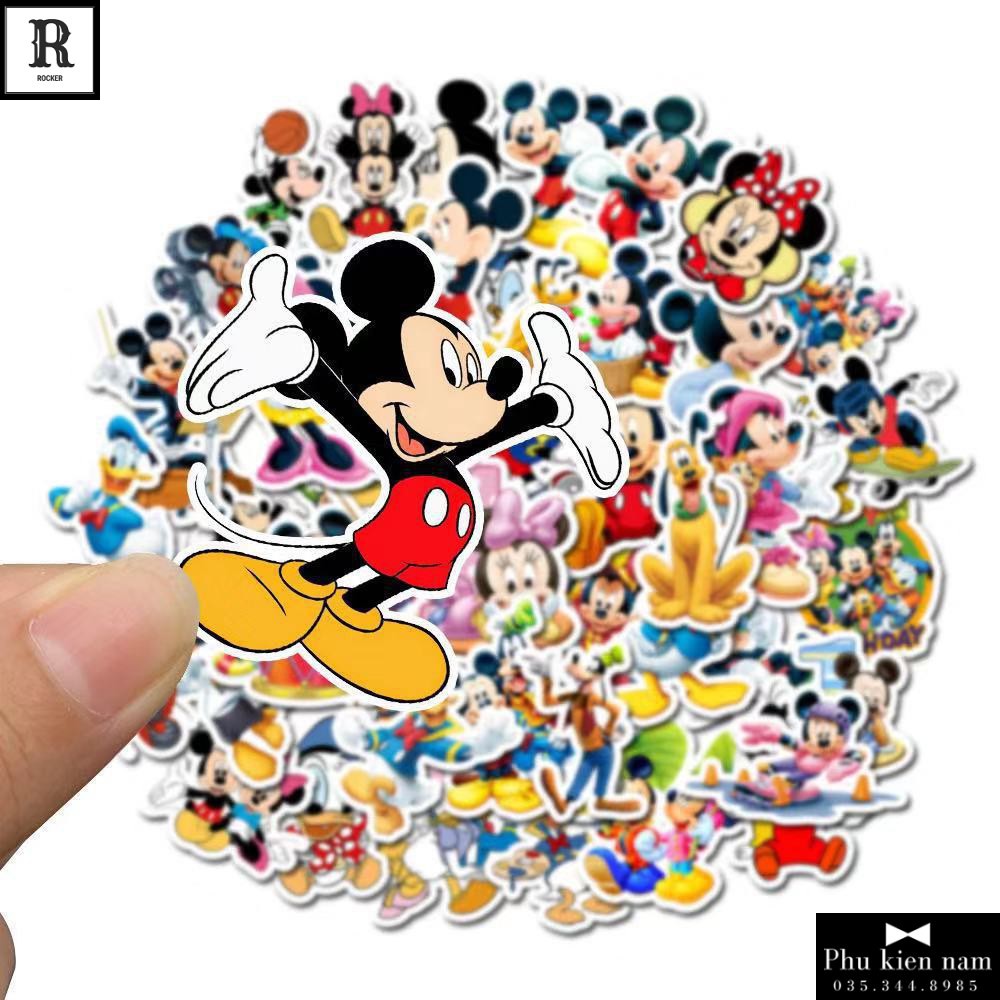 Sticker PVC Hoạt Hình Chuột Mickey Cả bộ 50 hình ST077