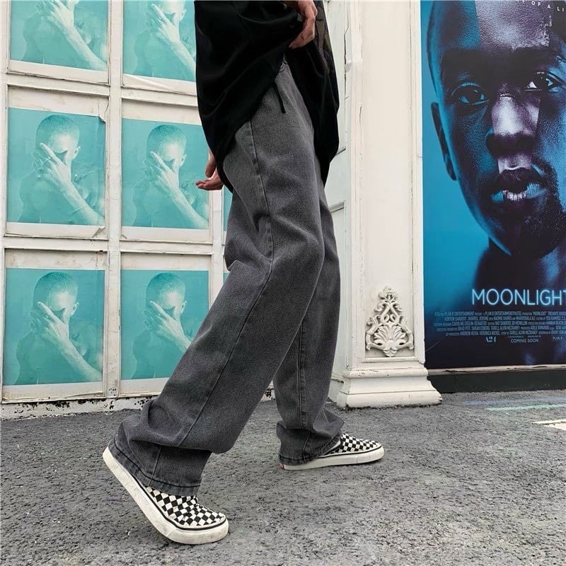 Quần jean ống rộng màu Đen xám  Nam Nữ dáng xuông , quần bò ống suông fom rộng nam phong cách Hàn Quốc hàng jean cao cấp | BigBuy360 - bigbuy360.vn