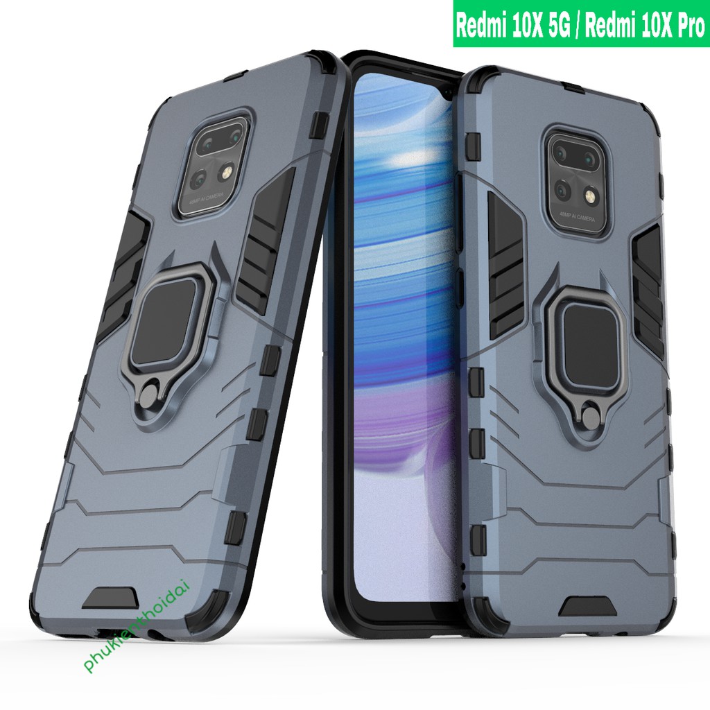 Ốp lưng Redmi 10X 5G / Redmi 10X Pro 5G chống sốc Iron Man Iring cao cấp siêu bền giá đỡ xem phim