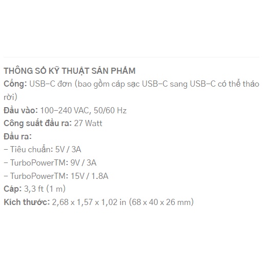 Bộ sạc turboPower 27W gốc công nghệ QC 4+. PD PPS 27W phù hợp với mtorola Moto Z, Z Force, Z Play, Z2 Force, Z2 Play, Z3
