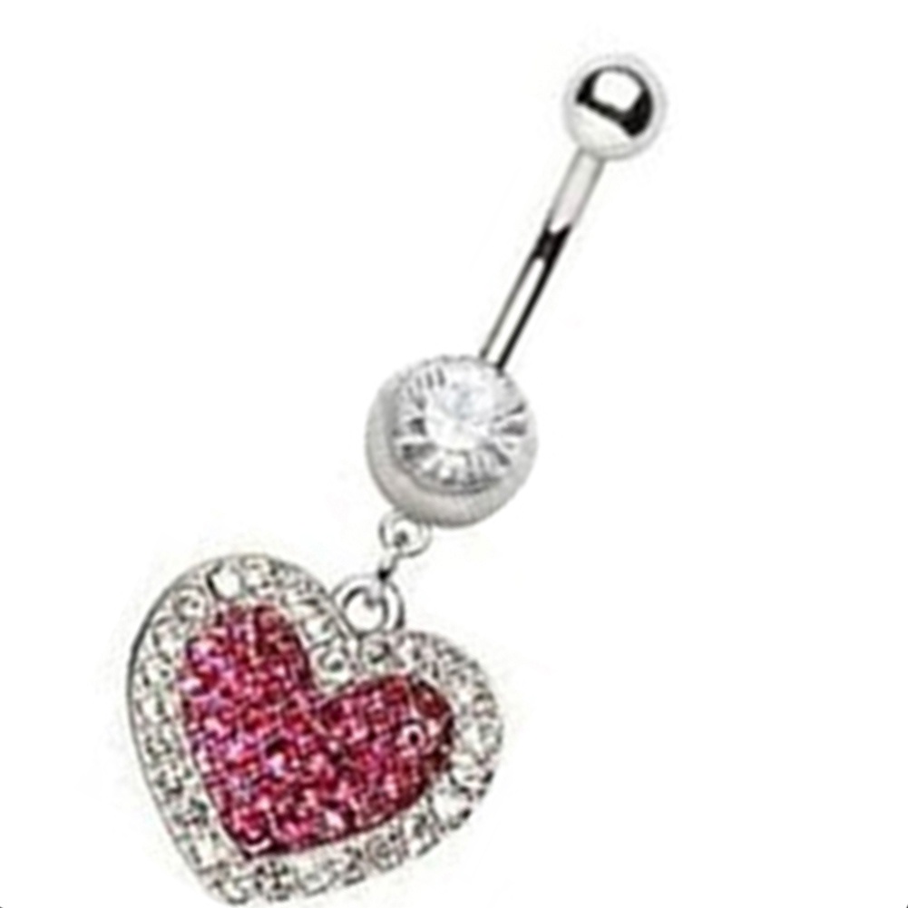 Khuyên rốn hợp kim đính đá hình trái tim cá tính