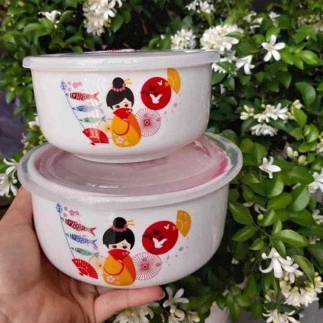 Bộ 2 thố sứ nắp hút chân không