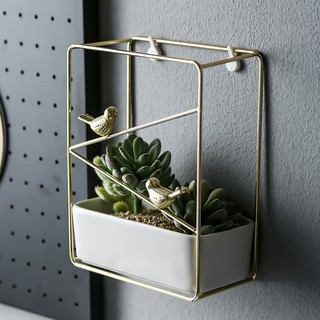 Chậu cây bằng sứ treo tường chú chim