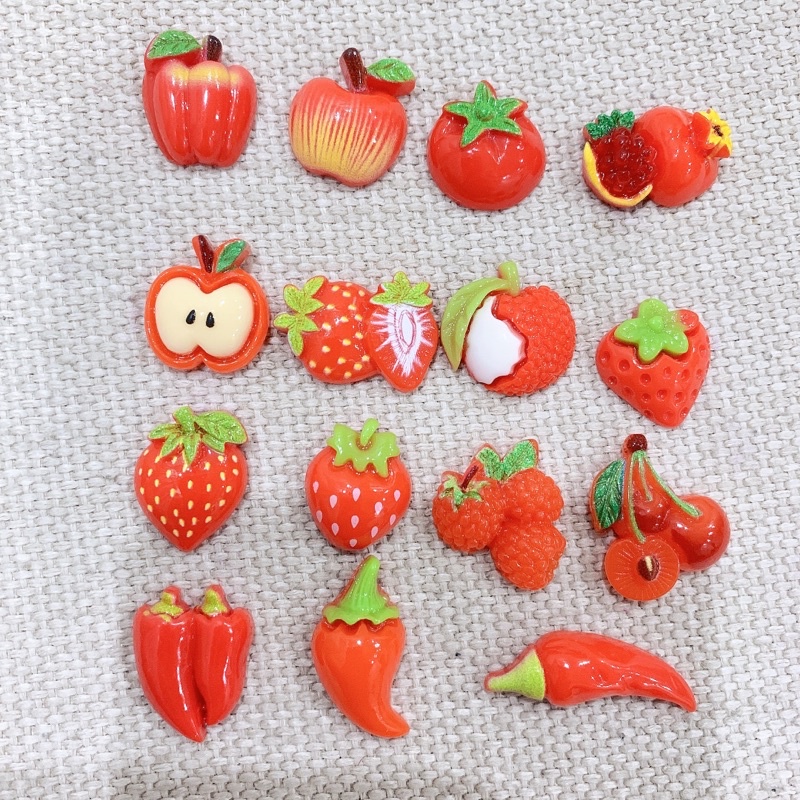 Charm slime/ Dụng Cụ Charm Trang Trí Hình ảnh Sinh động Trái cây Đỏ - 01 Cái