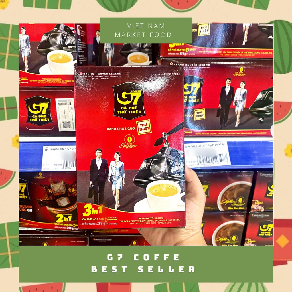 Viet Nam G7 coffee - Cà phê Trung Nguyên G7 3in1 TOP VIETNAMESE COFFEE – 18x 16gram
