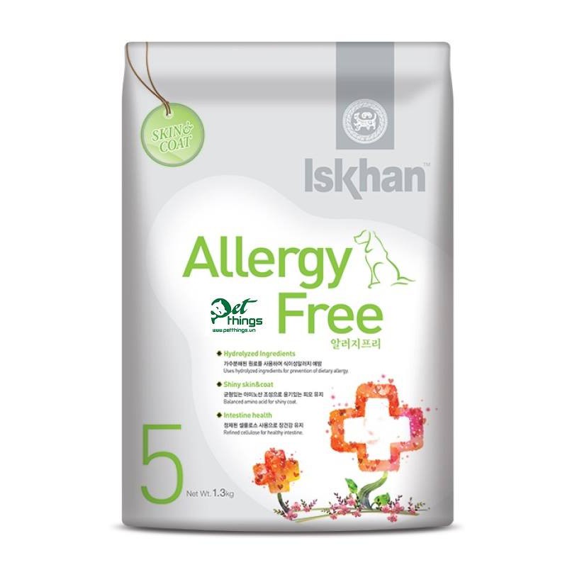 Thức ăn Iskhan Allergy Free cho chó HỖ TRỢ VÀ NGỪA VIÊM DA DỊ ỨNG 1.2kg