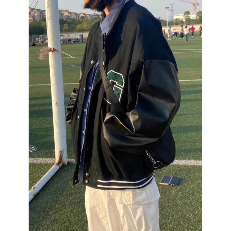 ORDER_ Khoác Bomber Chữ Thêu Phối Tay Da Ulzzang | BigBuy360 - bigbuy360.vn