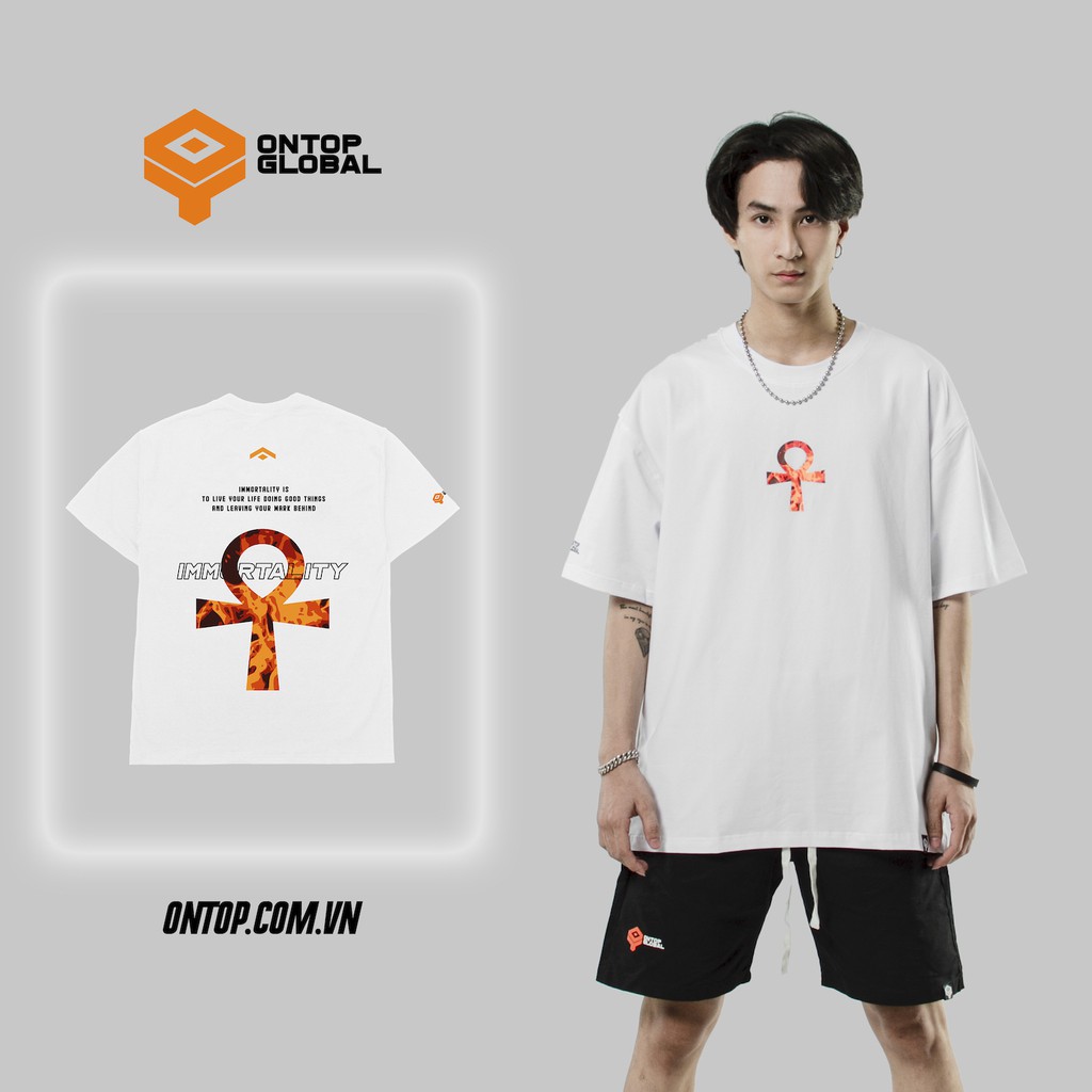 [Mã FASHIONGREEN94 giảm tới 30K đơn 99K] Áo thun unisex Immortal Fire màu trắng local brand ONTOP