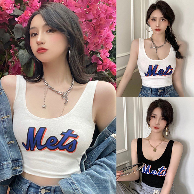 Áo Crop Top Sát Nách Ôm Dáng Hoạ Tiết Chữ In Thiết Kế Đơn Giản Quyến Rũ
