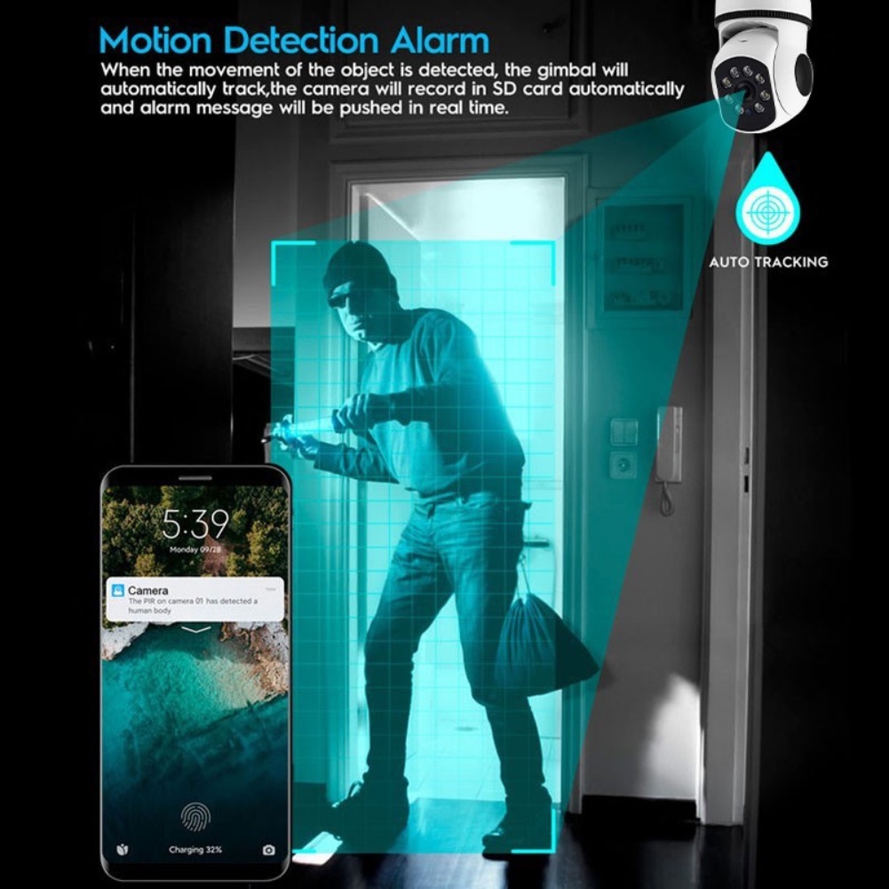 E27 2.4G/5G Wifi 2 Băng Tần Ip Camera Toàn Cảnh 360 Độ Có Hồng Ngoại Quay Ban Đêm An Ninh Ngôi Nhà Video giám Sát Camara