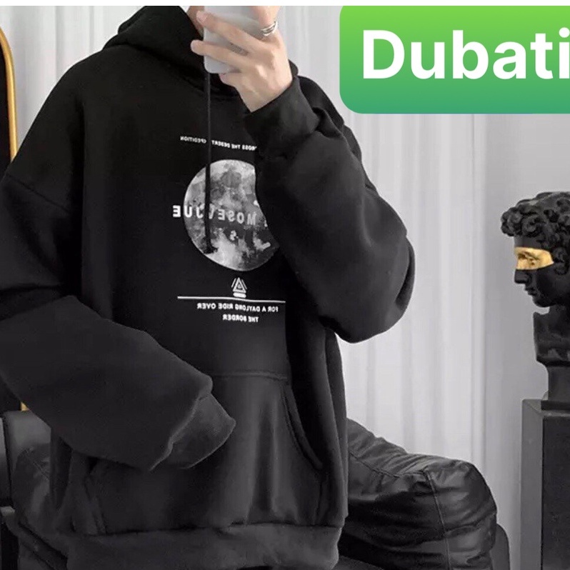 ÁO KHOÁC NỈ - ÁO KHOÁC HOODIE NAM NỮ MẶT TRĂNG TRÒN CHẤT NỈ DÀY TAY DÀI FROM RỘNG UNISEX- DUBATI FASHION