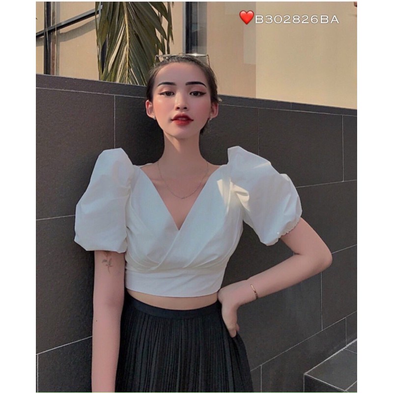 Áo croptop nữ kiểu cổ V đắp chéo siêu xinh