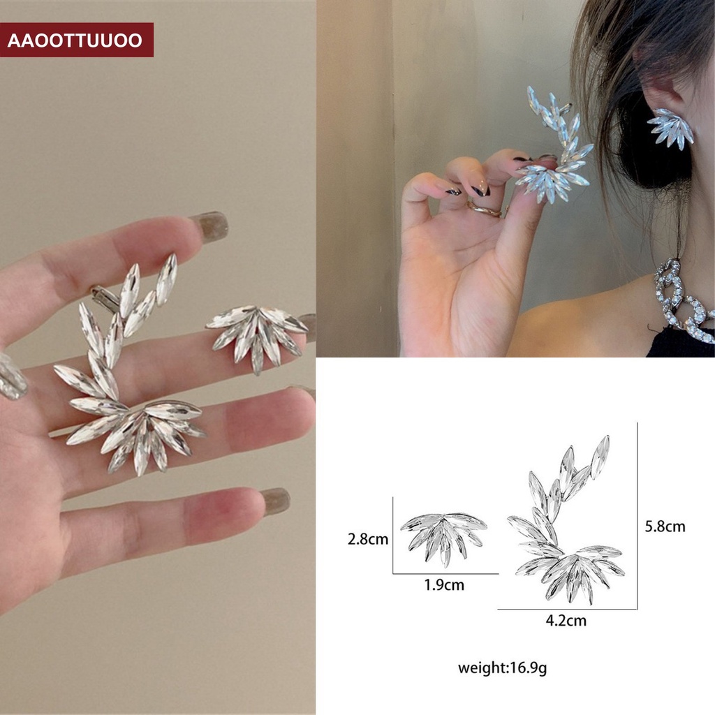 Bông Tai Hình Đôi Cánh Thiên Thần Đính Đá Pha Lê Sang Trọng Phong Cách Hàn Quốc