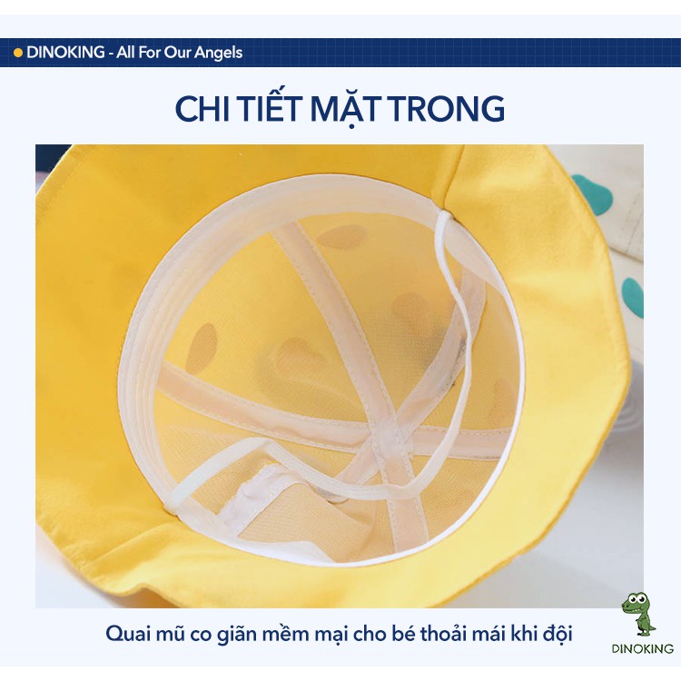 Mũ vành cho bé DINOKING Nón Bucket trẻ em họa tiết bò sữa dễ thương cho bé trai, bé gái 1-5 tuổi MU03