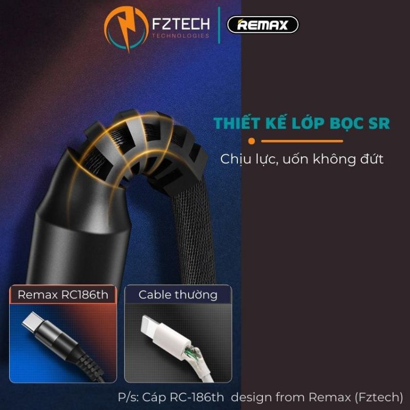 Dây sạc 3 đầu chính hãng Remax RC 186th dây sạc điện thoại 3 trong 1 sạc nhanh 3.1A bọc dù chống rối đứt gãy FztechPKCN