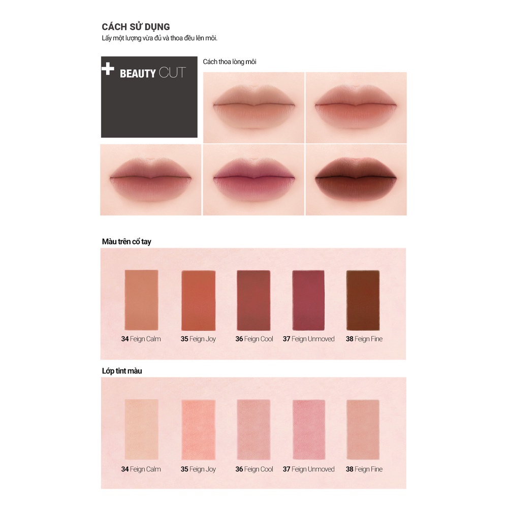 Son kem lì Bbia Last Velvet Lip Tint Version 8 - 35 Feign Joy 5g - Bbia Official Store