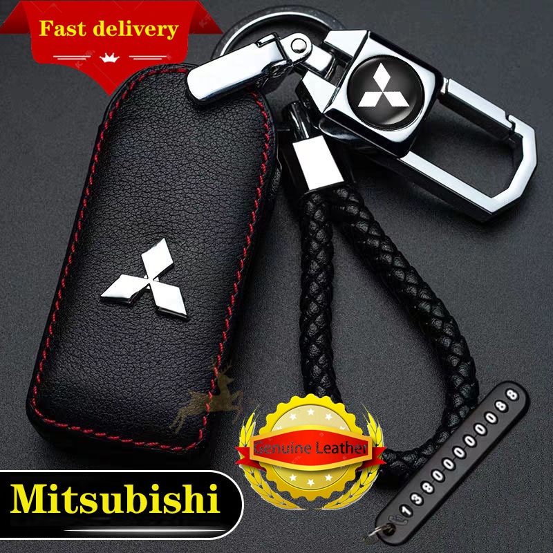 Bao da bảo vệ chìa khóa xe hơi Mitsubishi TRITON XPANDER OUTLANDER ASX 2021 2020 móc chìa khóa ô tô