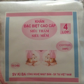 10c khăn xô trắng Kiba. Khăn sữa. Khăn xô cho bé