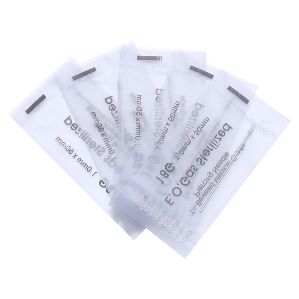 Bộ 5 Kim Xỏ Khuyên Cơ Thể Bằng Thép Không Gỉ 316 Dùng Một Lần Thời Trang