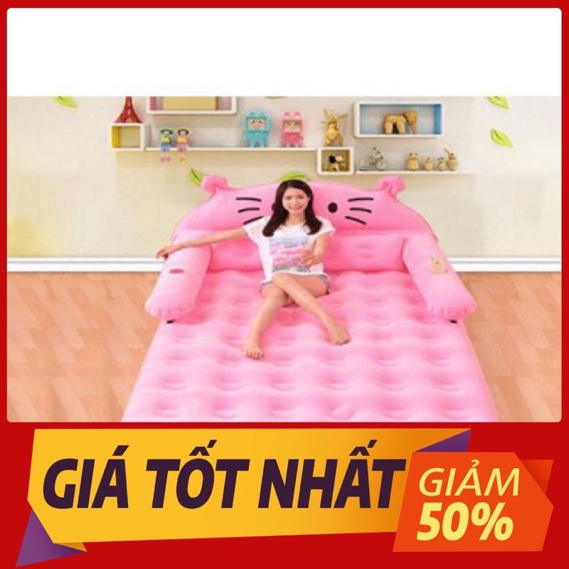 Giường hơi hình thú kute kèm bơm và miếng vá.