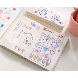 Set 4 Tấm Sticker Gấu Thỏ, Cô Gái