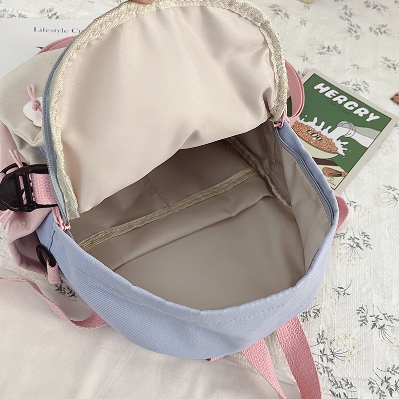 Ba lô Mini màu sắc tương phản phong cách Nhật Bản dễ thương cho nữ