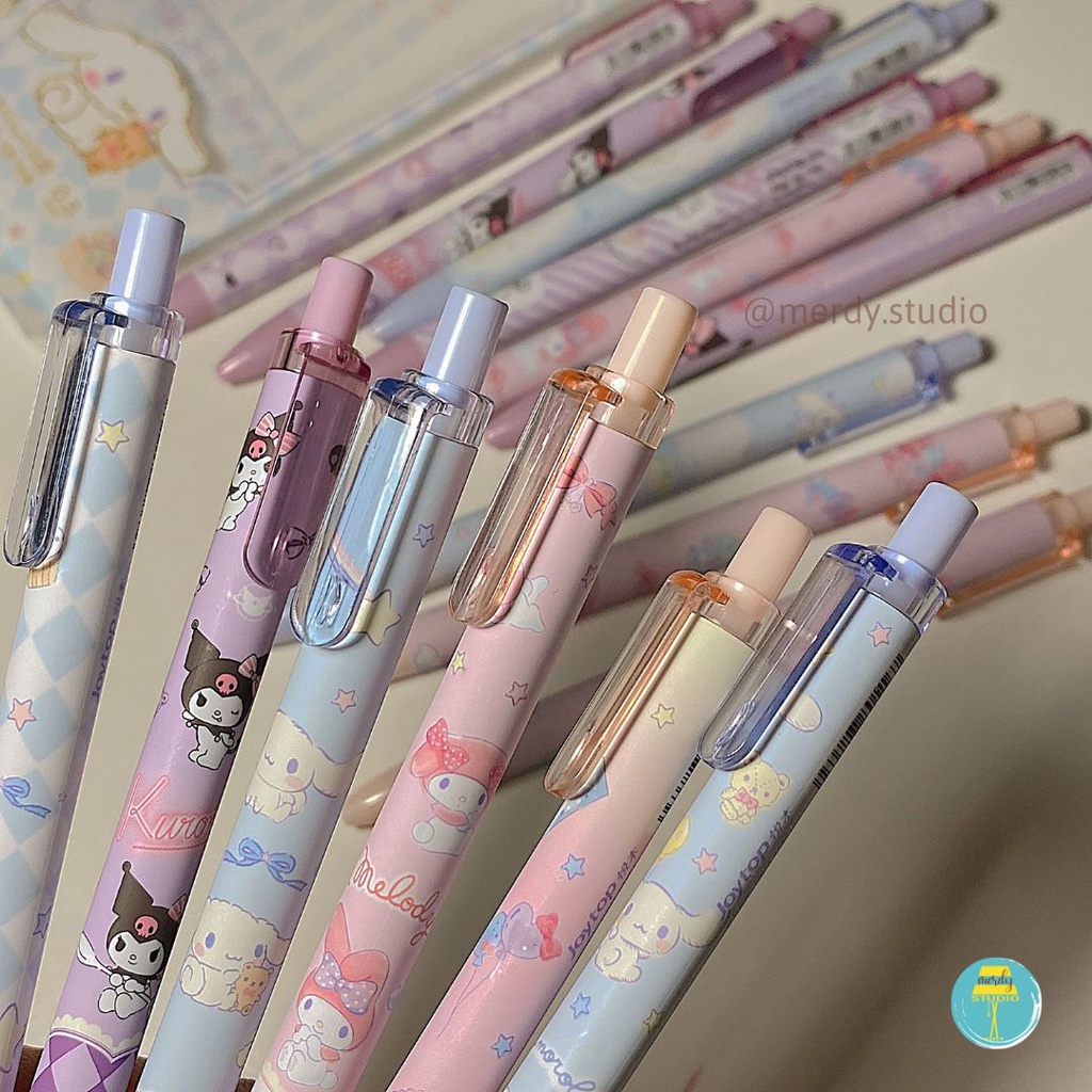 Set 5 cây bút JOYTOP Sanrio Characters Kuromi, Cinnamoroll, My Melody mực đen, ngòi 0.5mm