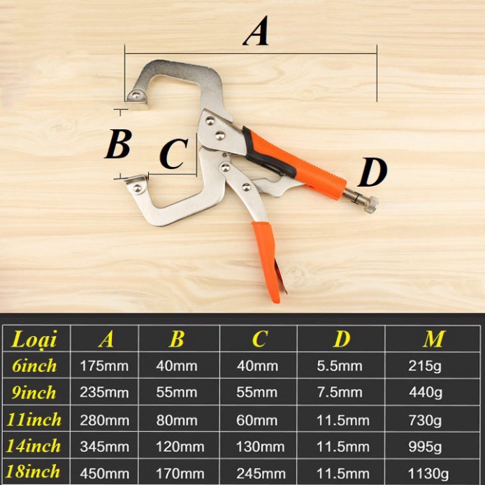 Cảo kẹp gỗ Kềm kẹp chữ C kẹp nhanh C vam kẹp gỗ cảo chữ C